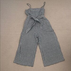 J. Crew Black and White Checkered Maxi Jumpsuit